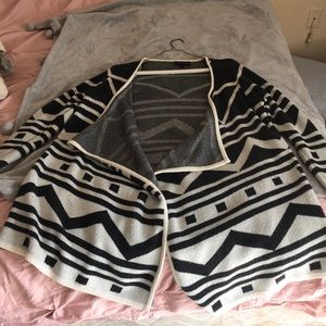 Tribal black and white print cardigan